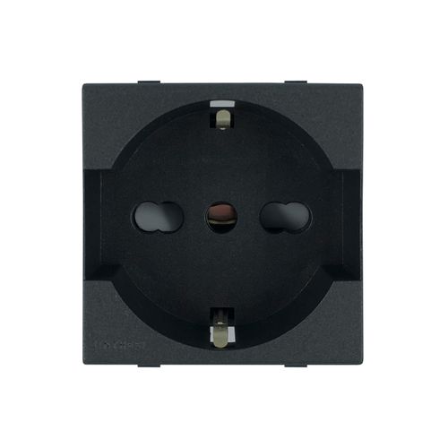MODULO TOMACORRIENTE SCHUKO 2P+T 10/16A 250V S44 CARBÓN 443310 SINTHESI