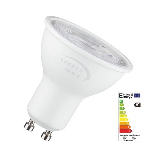 AMPOLLETA LED GU10 6W 3000K 38° 480LM DIMERIZABLE TECHNOLAMP