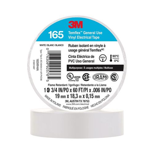 CINTA AISLANTE VINILICA 19MM X18MTS BLANCA - AM TEMFLEX 165 UU00947266 3M