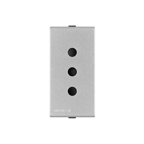 MODULO TOMACORRIENTE 10A 250V 2P+T S44 PLATA 443012 SINTHESI