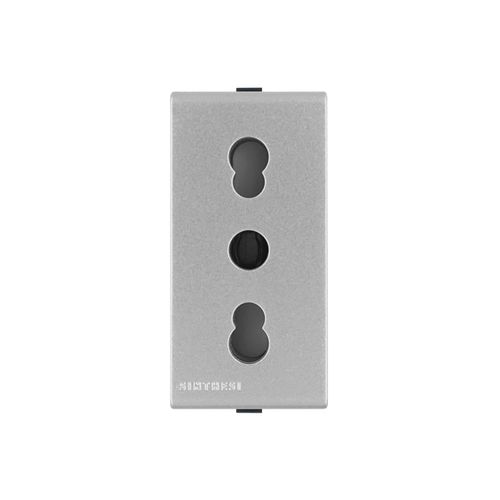 MODULO TOMACORRIENTE BIPASO 10/16A 250V 2P+T S44 PLATA 443112 SINTHESI