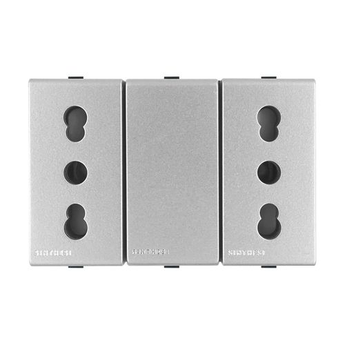 MODULO TOMACORRIENTE DUPLEX 10/16A 250V 2P+T S44 PLATA 443512 SINTHESI