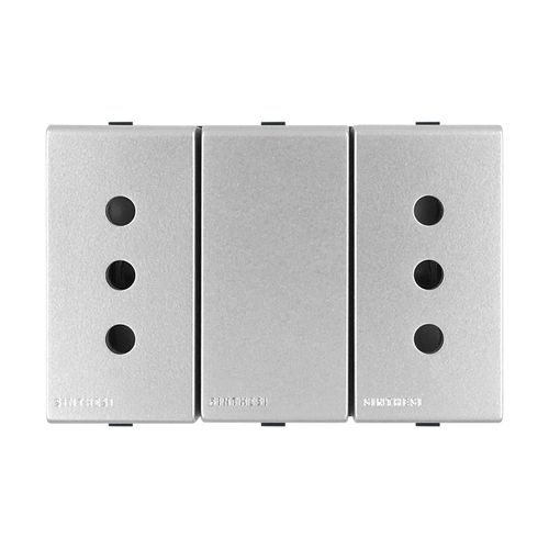 MODULO TOMACORRIENTE DUPLEX 10A 250V 2P+T S44 PLATA 443412 SINTHESI