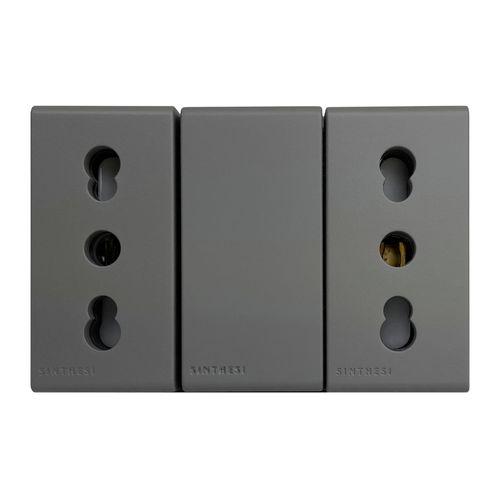 MODULO TOMACORRIENTE DUPLEX 10/16A 250V 2P+T S33 GREY MATE 333523 SINTHESI