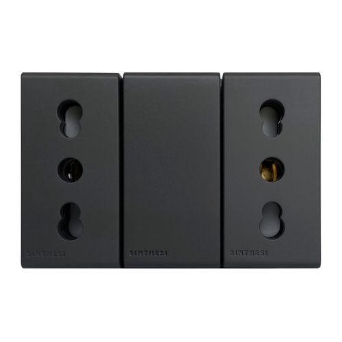 MODULO TOMACORRIENTE DUPLEX 10/16A 250V 2P+T S33 NOIR MATE 333526 SINTHESI