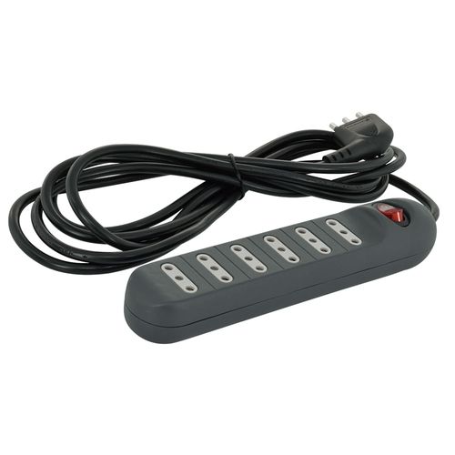 Alargador 6 Tomas 2P+T 10A 250V 5 Mts Negro C/Interruptor 7600455 Lexo