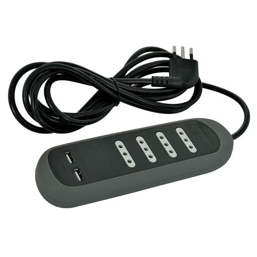 Alargador 4 Tomas 2P+T 10A 250V + 2 Usb 3 Mts Negro 7400041 Lexo