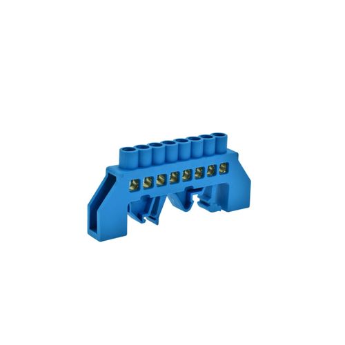 Barra Repartidora Riel Din 8 Conexiones Aislada Azul 3822024 Lexo