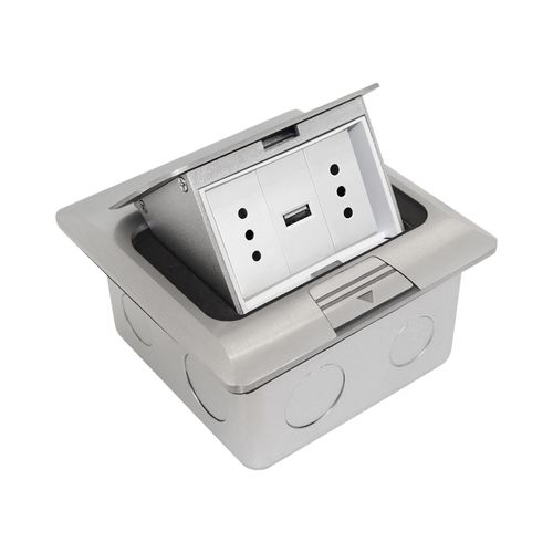 CAJA DE PISO POP-UP 3 MODULOS ACERO CEPILLADO IP44 COWORK CROMPTON