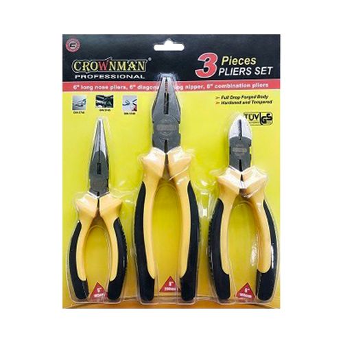 KIT 3 ALICATES (CORTANTE, DE PUNTA Y UNIVERSAL) NO VDE 395001