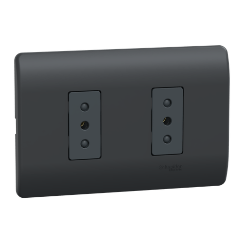 ENCHUFE DOBLE 2P+T 10A 250V GENESIS MWD60386 NEGRO