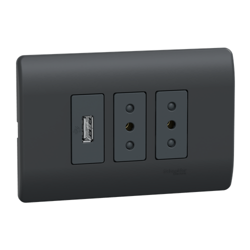 ENCHUFE DOBLE 10A + 1 USB GENESIS MWD69956 NEGRO