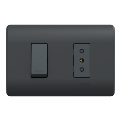INTERRUPTOR 9/12 + ENCHUFE 2P+T 10A 250V GENESIS MWD69936 NEGRO
