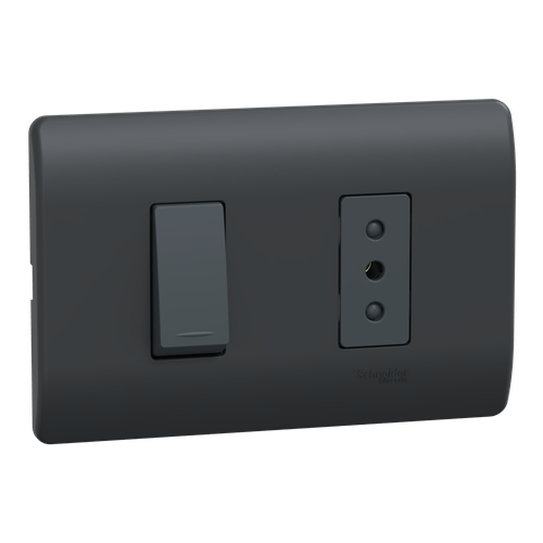 INTERRUPTOR 9/12 + ENCHUFE 2P+T 10A 250V GENESIS MWD69936 NEGRO
