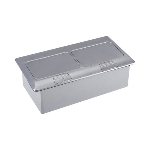 CAJA DE PISO POP-UP DOBLE 6 MODULOS ACERO CEPILLADO IP44 COWORK CROMPTON