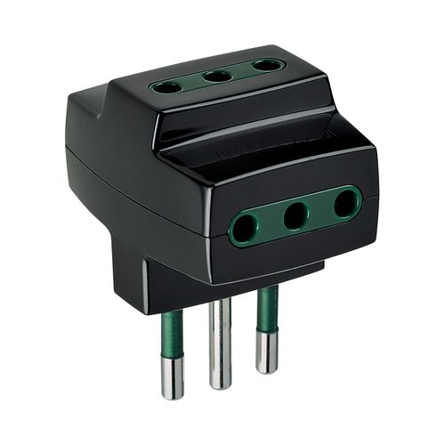 ADAPTADOR TRIPLE 2P+T 10A 250V S11 NEGRO 320 VIMAR